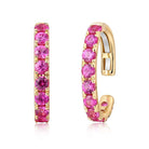 Pave Gemstone Ear Cuff featuring pink sapphires in 14K gold by Izakov Fine Jewelry, measuring 15.7mm.