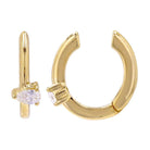 Gold hoop earrings with cubic zirconia stone from our luxury jewelry collection.