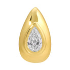 Pear Shaped Diamond Rondelle in 14K gold with a pear shaped diamond centerpiece by Izakov Fine Jewelry.