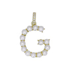 14K Gold Pearl Initial Diamond Necklace Charm G / Yellow Gold Izakov Diamonds + Fine Jewelry