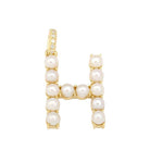 14K Gold Pearl Initial Diamond Necklace Charm H / Yellow Gold Izakov Diamonds + Fine Jewelry