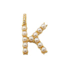 14K Gold Pearl Initial Diamond Necklace Charm K / Yellow Gold Izakov Diamonds + Fine Jewelry