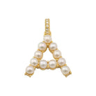 Gold letter "A" pendant adorned with white pearls and diamonds from our exclusive jewelry collection.