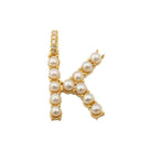 Gold letter 'K' necklace pendant with elegant pearls by our jewelry brand