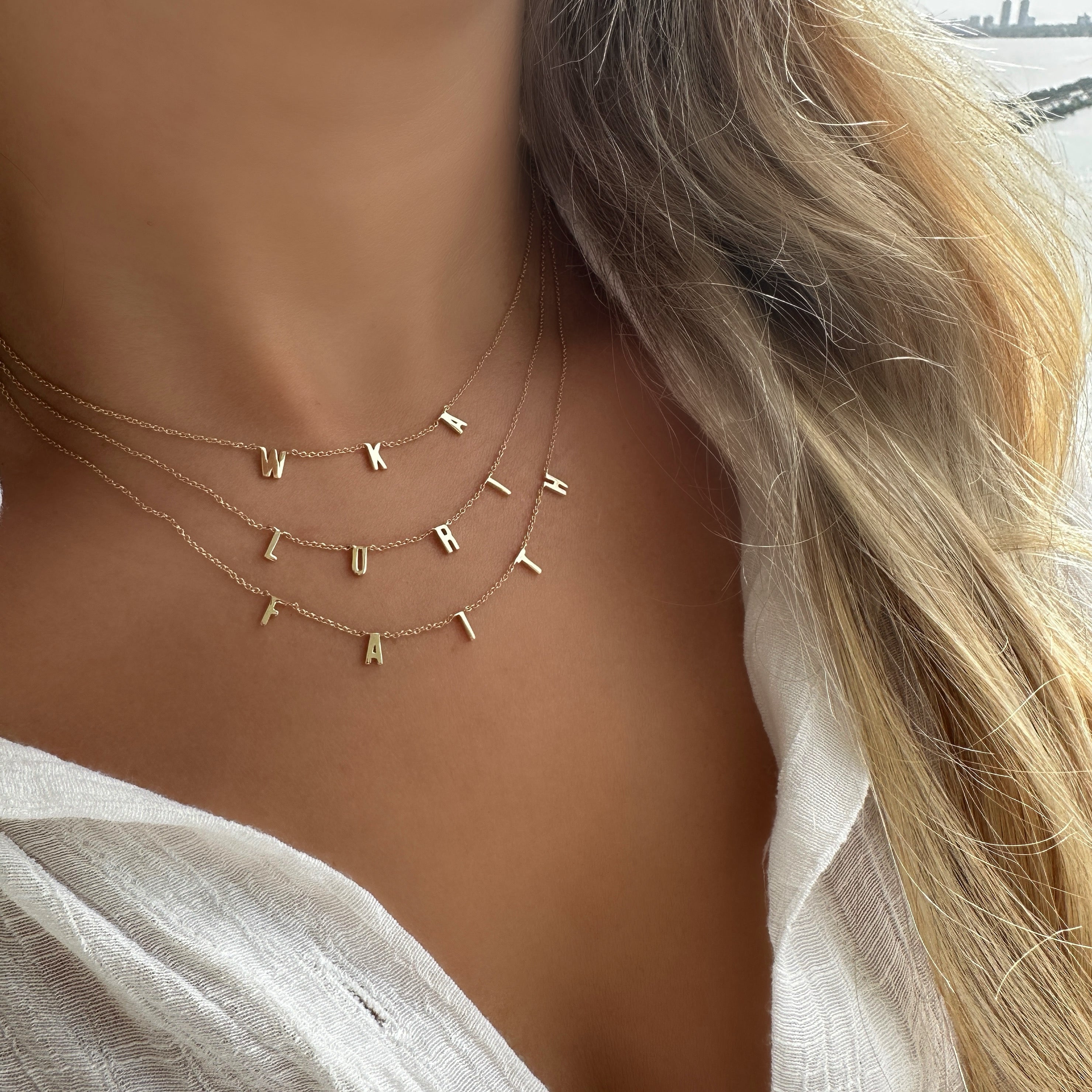 14K Gold Personalized Block Station Name Necklace Necklaces by Izakov Diamonds + Fine Jewelry | Izakov