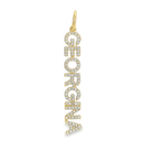 Gold name pendant with "Georgina" spelled in sparkling diamonds by our jewelry brand, perfect for a personalized luxury gift.