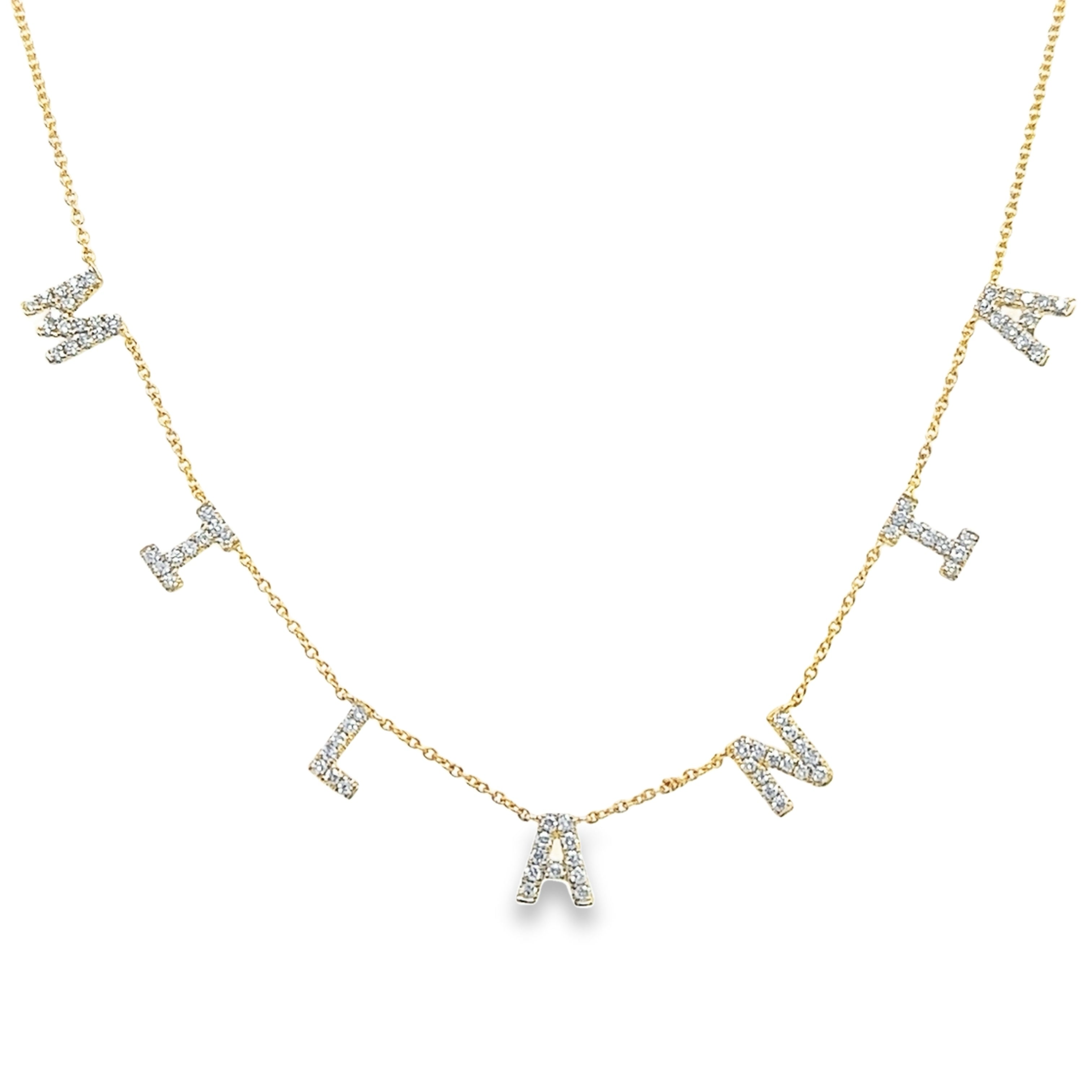 14K Gold Personalized Diamond Block Station Name Necklace - Necklaces - Izakov Diamonds + Fine Jewelry