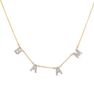 Gold chain necklace with crystal-studded 'BRAN' letters, part of our exclusive jewelry collection.