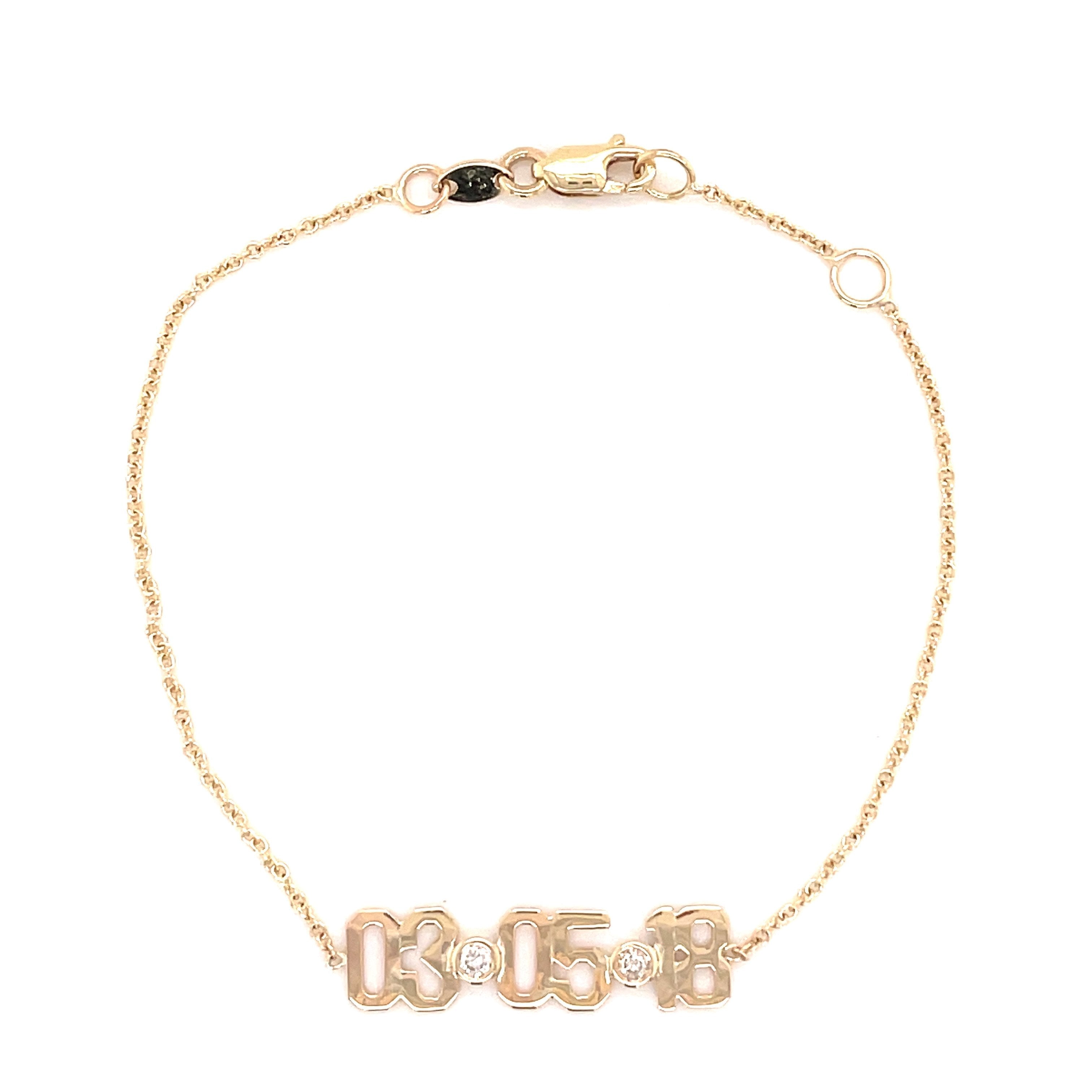 14K Gold Personalized Diamond Date Bracelet 6 / Yellow Gold / Diamonds Izakov Diamonds + Fine Jewelry