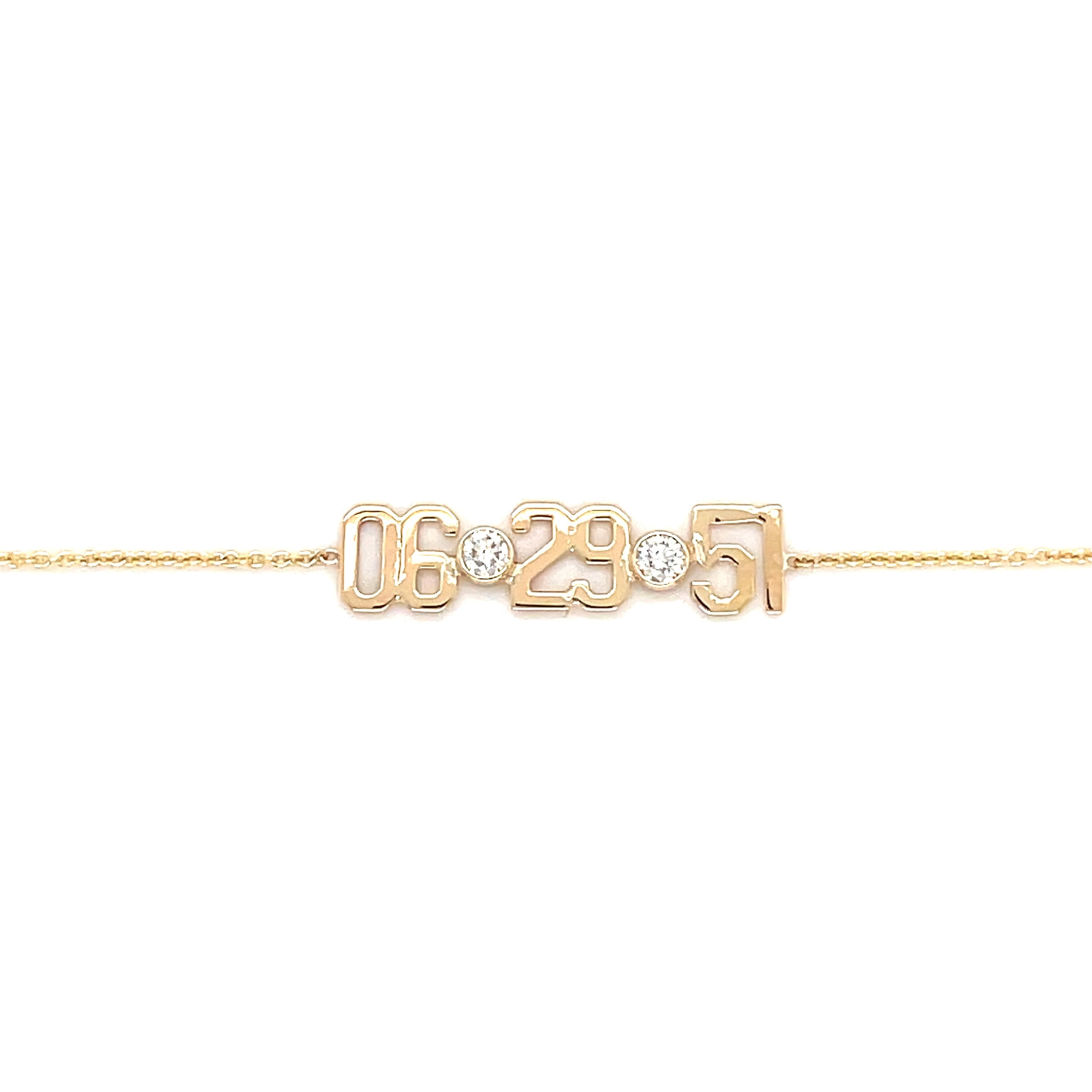 14K Gold Personalized Diamond Date Bracelet Izakov Diamonds + Fine Jewelry