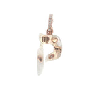 Personalized Charms Hebrew Gemstone Initial Pendant © in mother of pearl with diamond accents by Izakov Fine Jewelry.