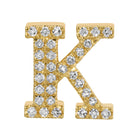 Personalized Initial Diamond Rondelle featuring the letter K with micro pave set diamonds, from Izakov Fine Jewelry.