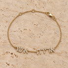 Personalized Multiple Hebrew Diamond Nameplate Bracelet in 14K yellow gold, styled, Izakov Fine Jewelry