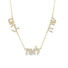 14K Gold Personalized Multiple Hebrew Diamond Nameplate Necklace 3 Names 4-5 Letters Yellow Gold Necklaces by Izakov Diamonds + Fine Jewelry | Izakov