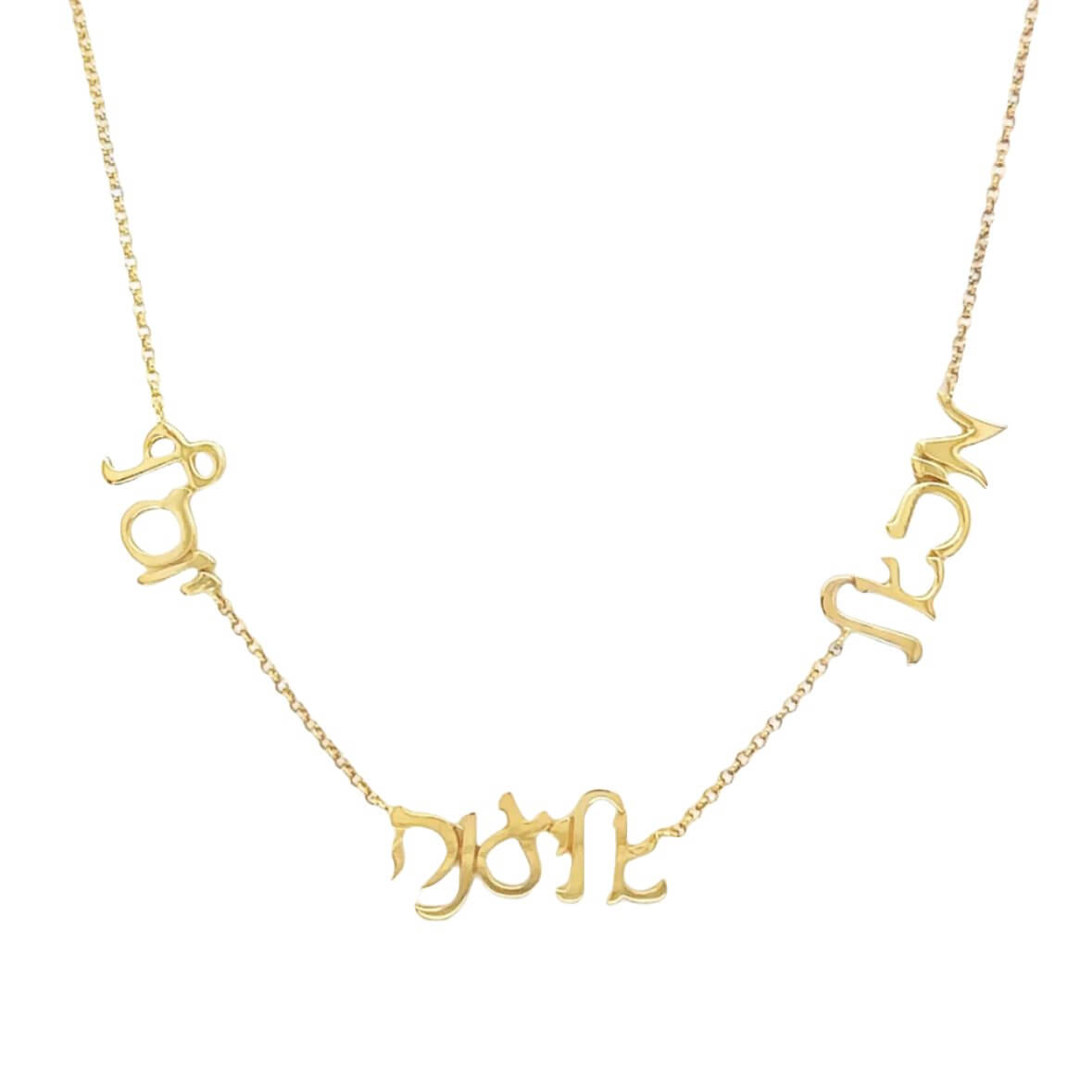 Custom gold pendant necklace with unique script design by our jewelry brand