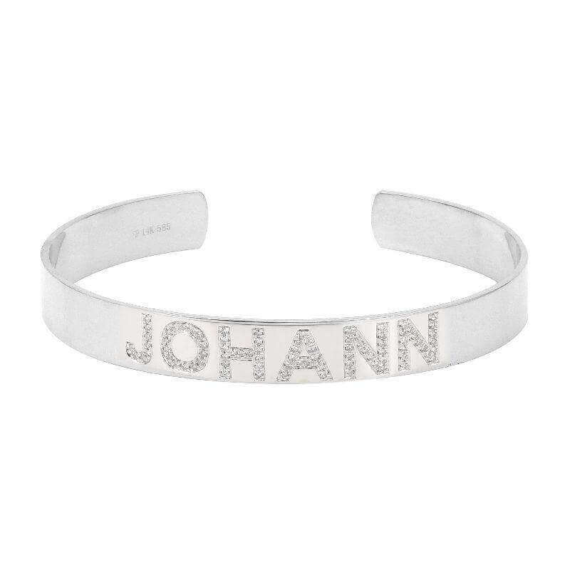 Customized silver bracelet with "Johann" engraving from our luxury jewelry collection