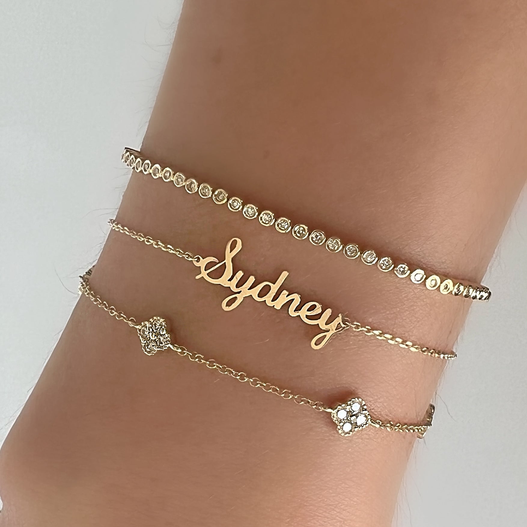 14K Gold Personalized Script Nameplate Bracelet