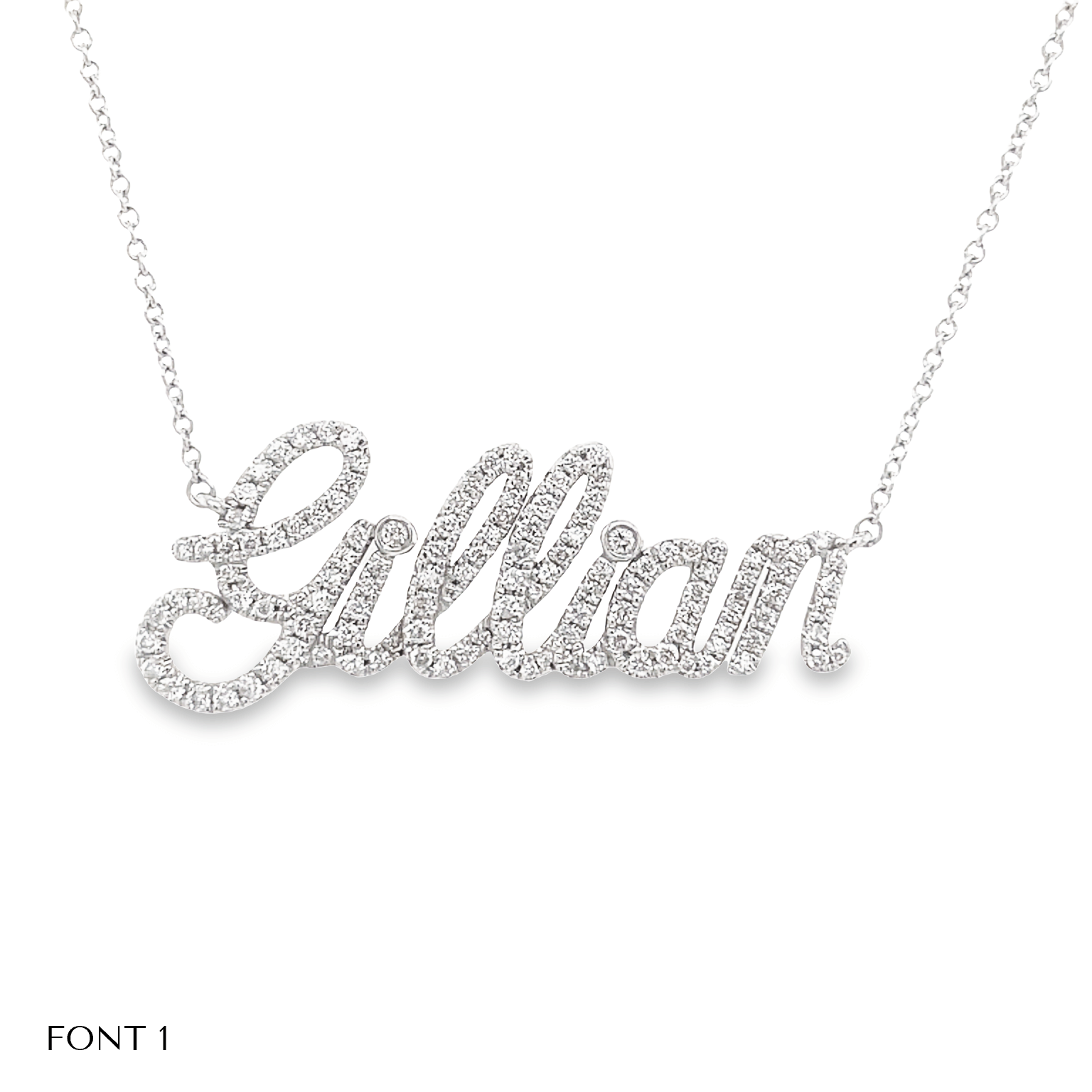 14K Gold Personalized Script Nameplate Diamond Necklace IZAKOV