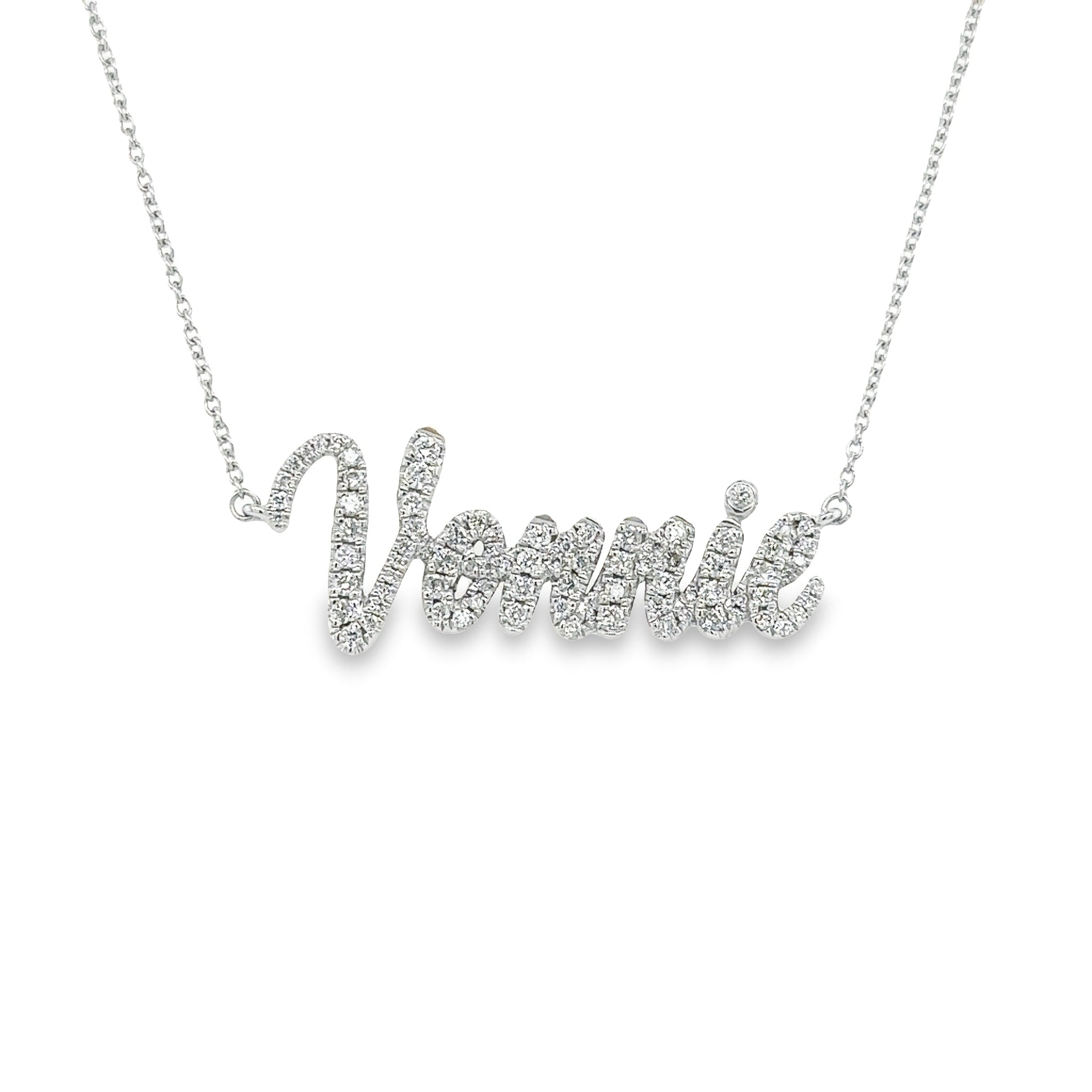 14K Gold Personalized Script Nameplate Diamond Necklace Necklaces by Izakov Diamonds + Fine Jewelry | Izakov