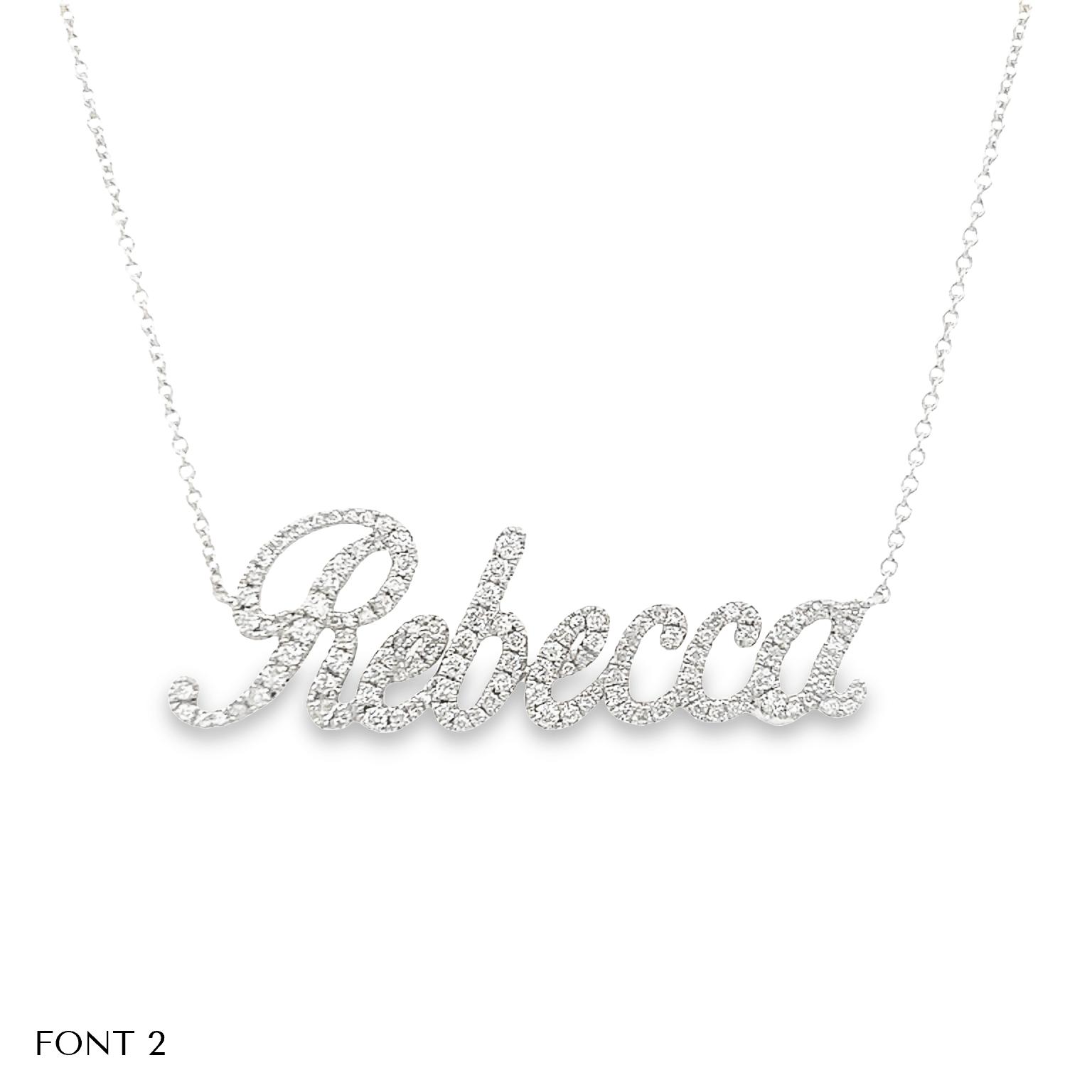 Personalized 1/4 Carat Diamond Nameplate Necklace 14K White or