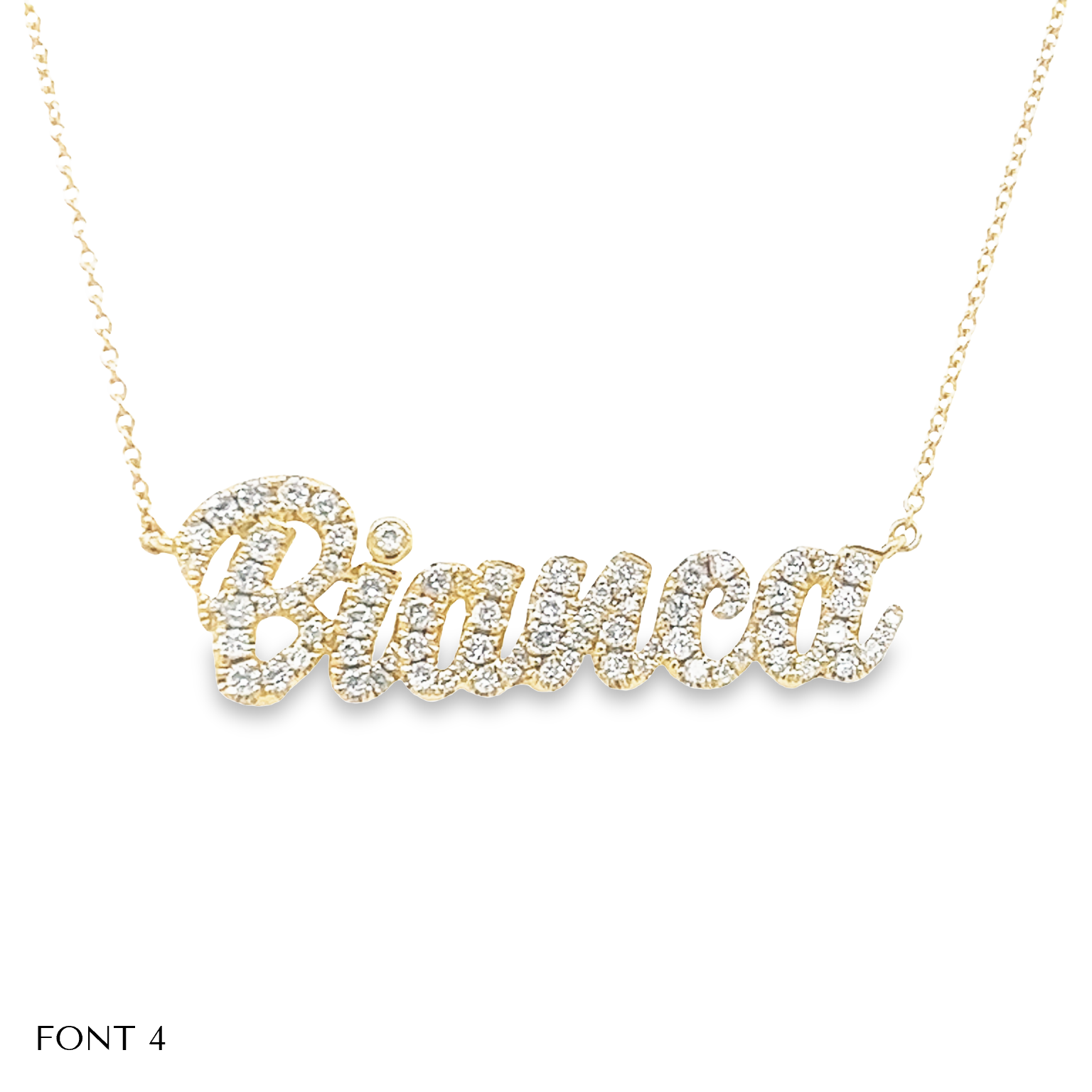 14K Gold Personalized Script Nameplate Diamond Necklace