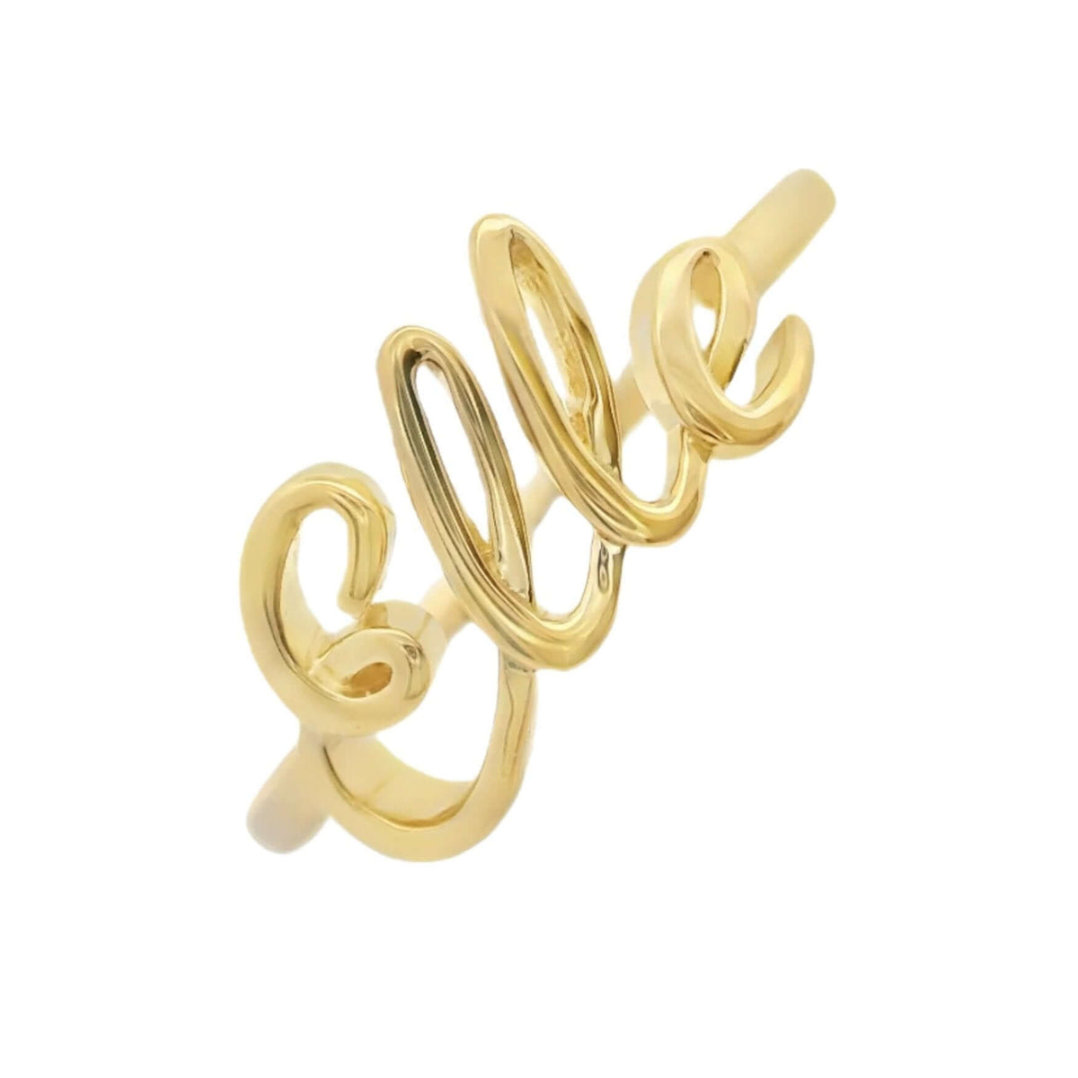 Personalized Script Nameplate Gold Ring in 14K Gold | Izakov Fine Jewelry