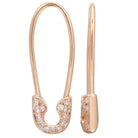 Rose gold safety pin earrings with sparkling gemstones from our jewelry collection