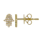 14K Gold Petite Micro Pave Hamsa Diamond Earrings Pair Yellow Gold Earrings by Izakov Diamonds + Fine Jewelry | Izakov