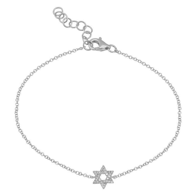 14K Gold Petite Star of David Diamond Bracelet - Bracelets - Izakov Diamonds + Fine Jewelry