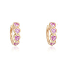 14K gold hoop earrings with pink heart-shaped gemstones from our jewelry collection