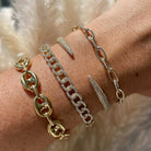 14K Gold Puff Mariner Link Chain Bracelet - Bracelets - Izakov Diamonds + Fine Jewelry