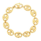 Elegant gold link bracelet from our jewelry collection, featuring unique oval links and a secure clasp, perfect for any sophisticated look