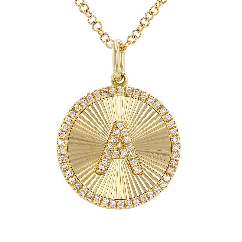 14K Gold Radiating Diamond Initial Necklace A Yellow Gold Necklaces by Izakov Diamonds + Fine Jewelry | Izakov