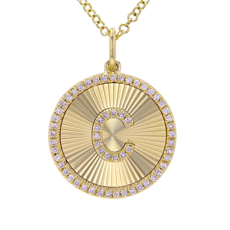 14K Gold Radiating Diamond Initial Necklace C Yellow Gold Necklaces by Izakov Diamonds + Fine Jewelry | Izakov