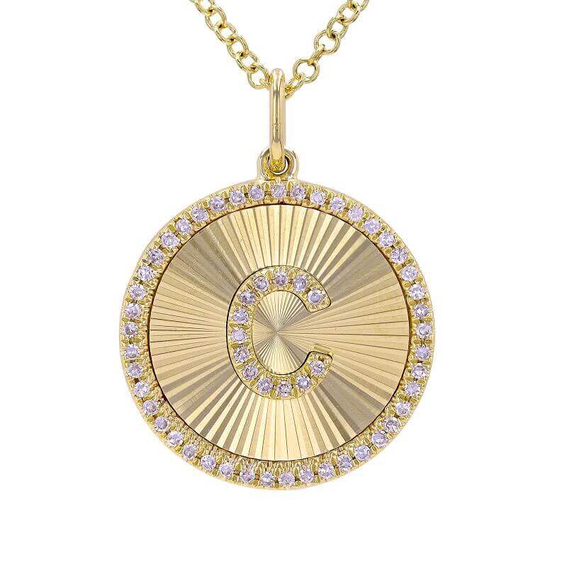 14K Gold Radiating Diamond Initial Necklace - Necklaces - Izakov Diamonds + Fine Jewelry