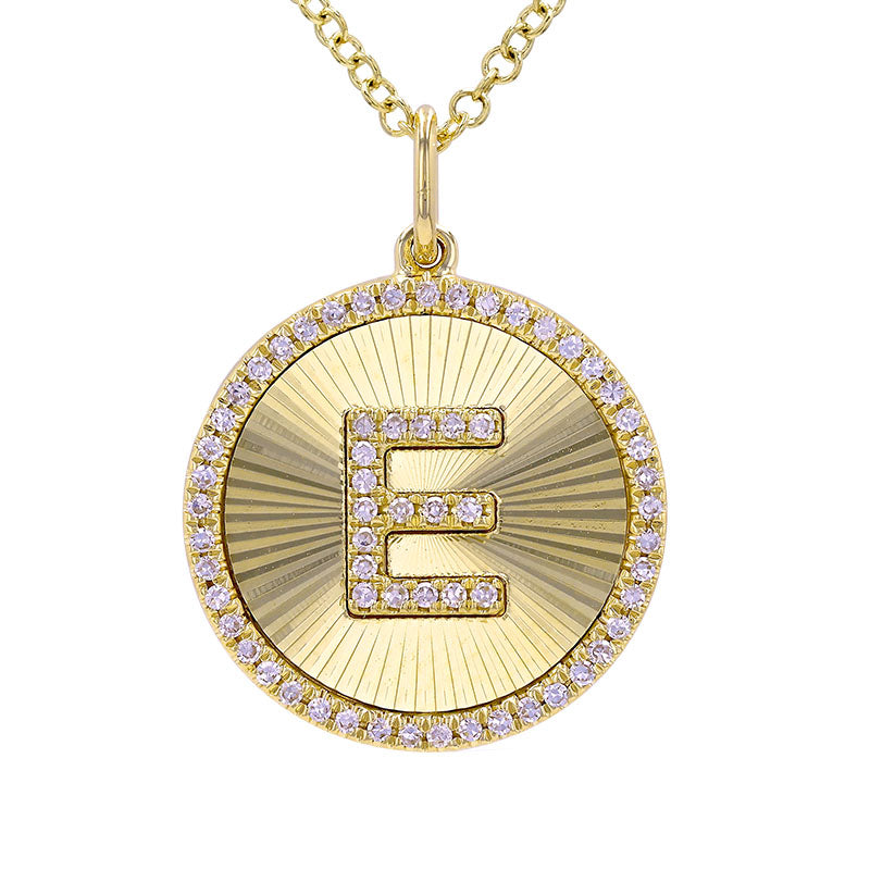 14K Gold Radiating Diamond Initial Necklace E Yellow Gold Necklaces by Izakov Diamonds + Fine Jewelry | Izakov