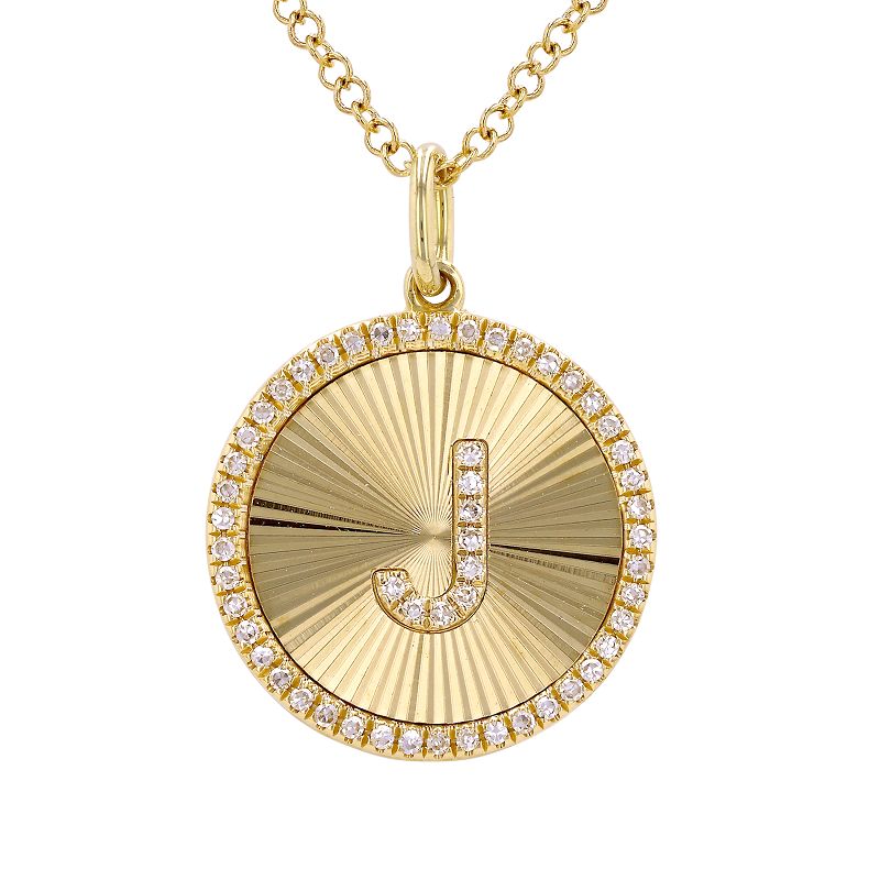 14K Gold Radiating Diamond Initial Necklace J Yellow Gold Necklaces by Izakov Diamonds + Fine Jewelry | Izakov