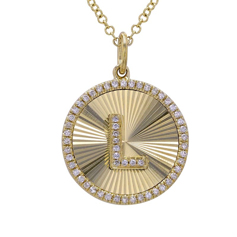 14K Gold Radiating Diamond Initial Necklace L Yellow Gold Necklaces by Izakov Diamonds + Fine Jewelry | Izakov