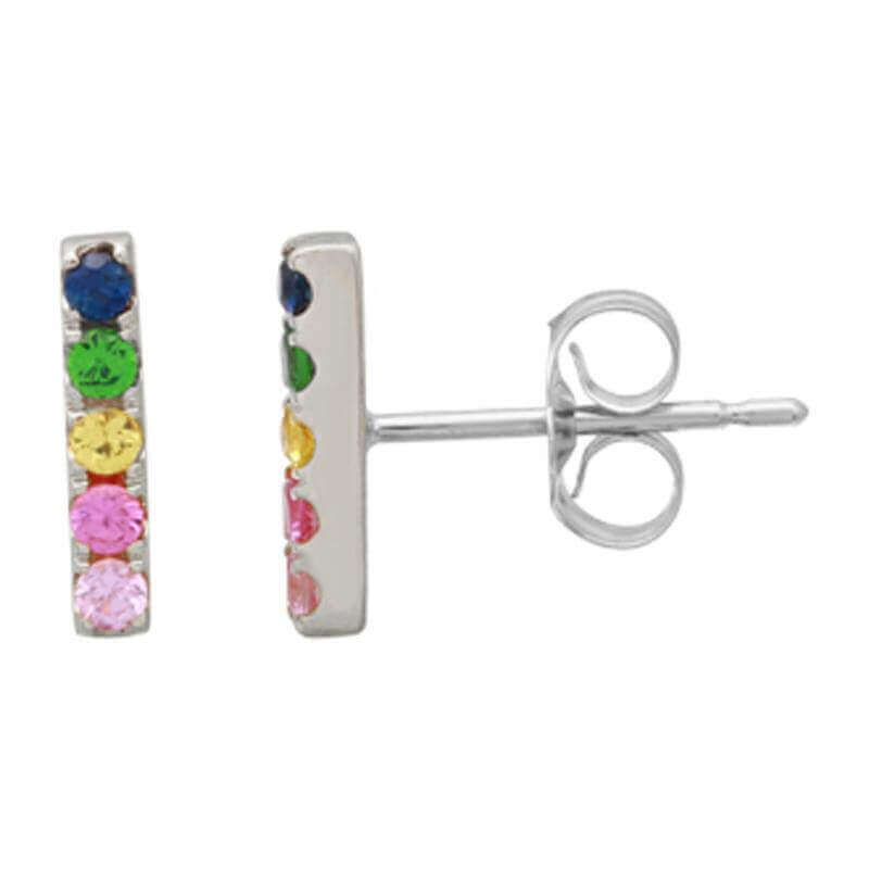 Silver stud earrings with colorful gemstones from our exclusive jewelry collection