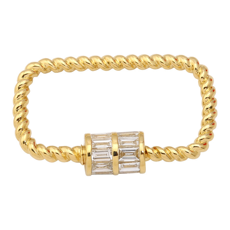 14K Gold Rope Carabiner Lock Baguette Diamond Charm Enhancer Charm Enhancers by Izakov Diamonds + Fine Jewelry | Izakov