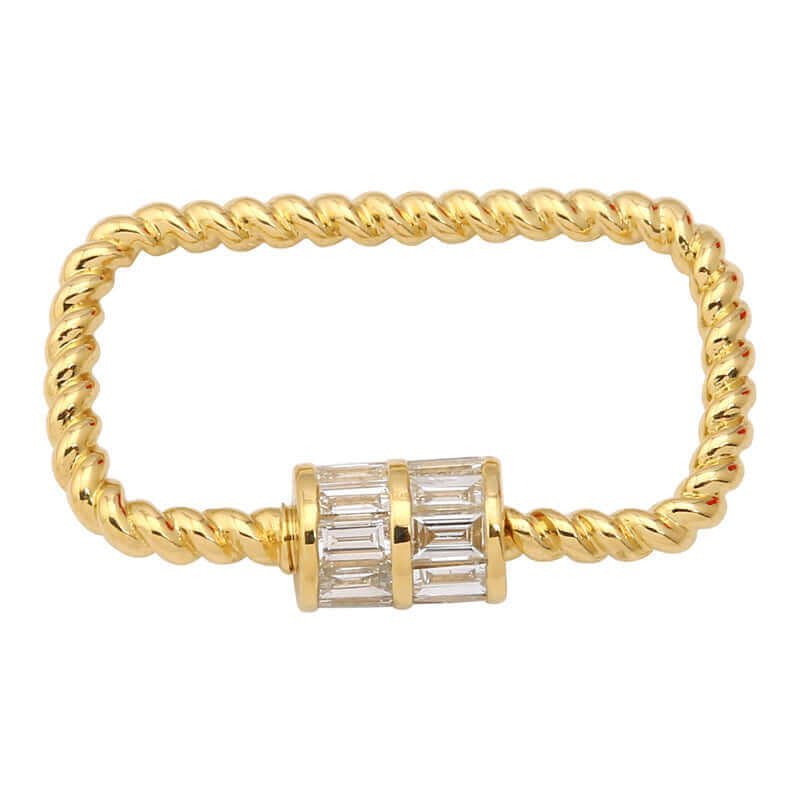 14K Gold Rope Carabiner Lock Baguette Diamond Charm Enhancer - Charm Enhancers - Izakov Diamonds + Fine Jewelry