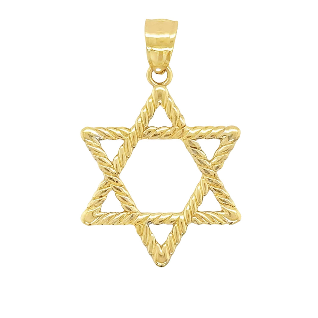 14K Gold Reversible Star of David Chai Necklace Pendant