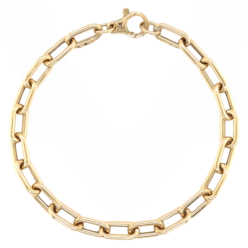 14K Gold Rounded Oval Cable Link Bracelet - Bracelets - Izakov Diamonds + Fine Jewelry