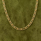 Rounded Oval Cable Link Gold Necklace in 14K yellow gold, styled, Izakov Fine Jewelry