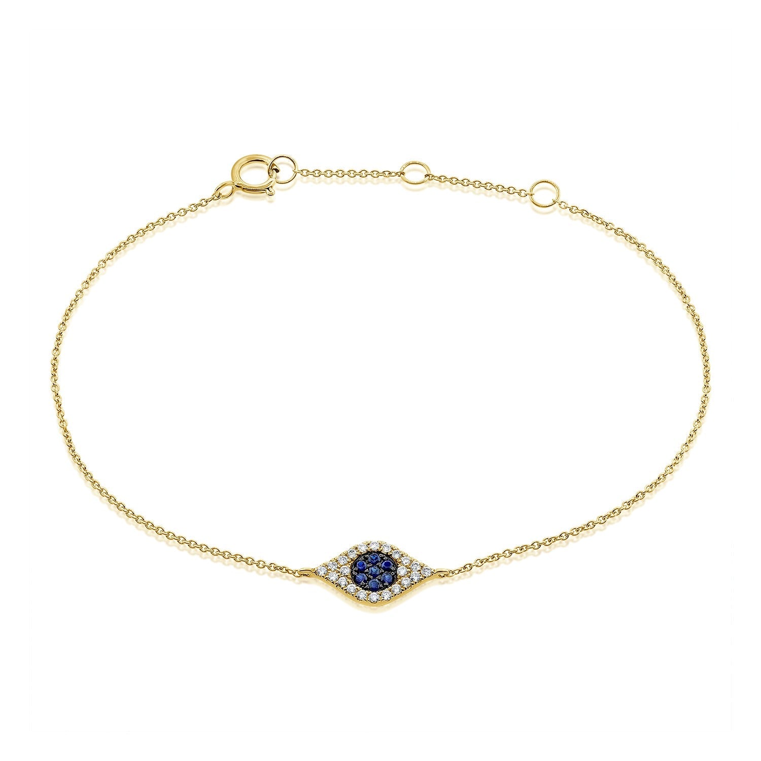 14K Gold Sapphire & Diamond Evil Eye Bracelet Bracelets by Izakov Diamonds + Fine Jewelry | Izakov