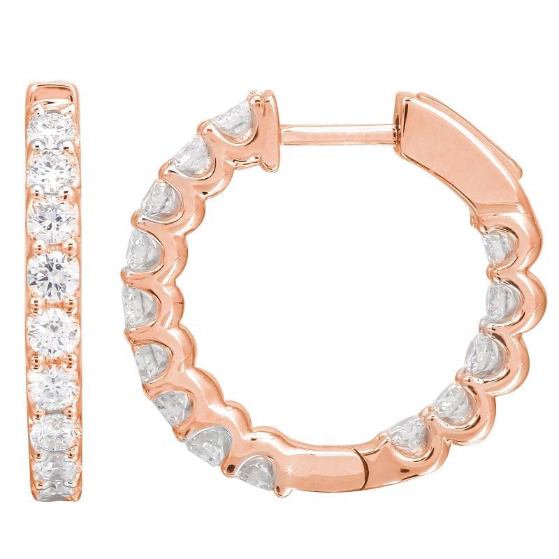 Rose gold hoop earrings with sparkling diamonds from our luxury jewelry collection.