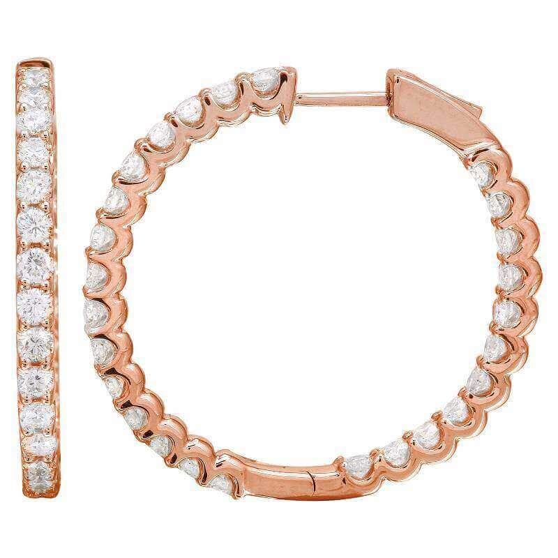 Rose gold hoop earrings with sparkling round diamonds from our luxury jewelry collection