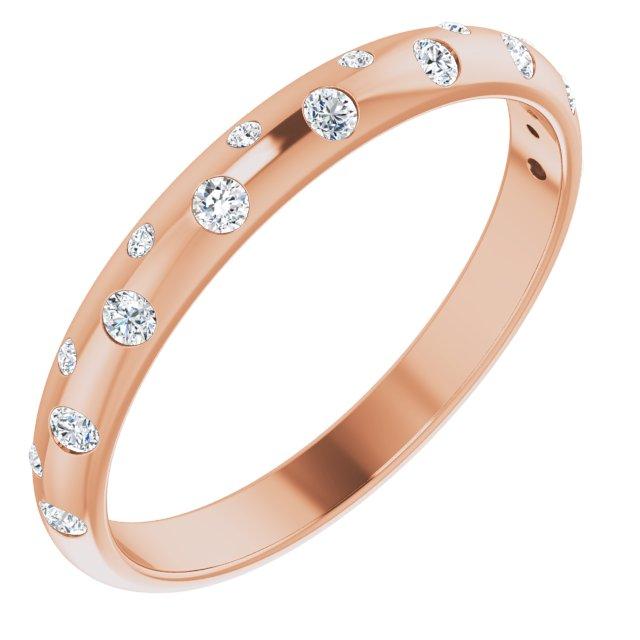 14K Gold Scattered Gypsy Set Diamond Ring 4 / Rose Gold Izakov Diamonds + Fine Jewelry