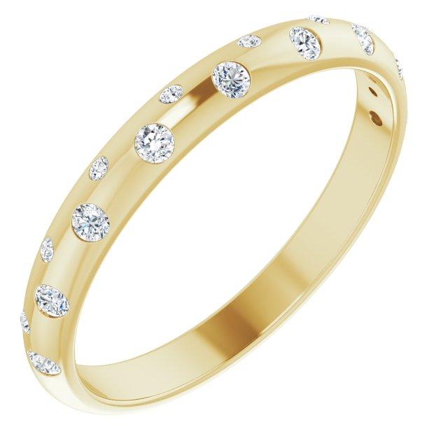 14K Gold Scattered Gypsy Set Diamond Ring 4 / Yellow Gold Izakov Diamonds + Fine Jewelry