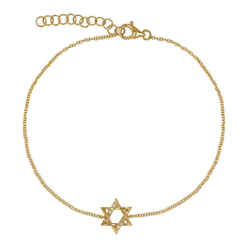 Gold Star of David bracelet with adjustable chain, elegant jewelry piece from our exclusive collection.